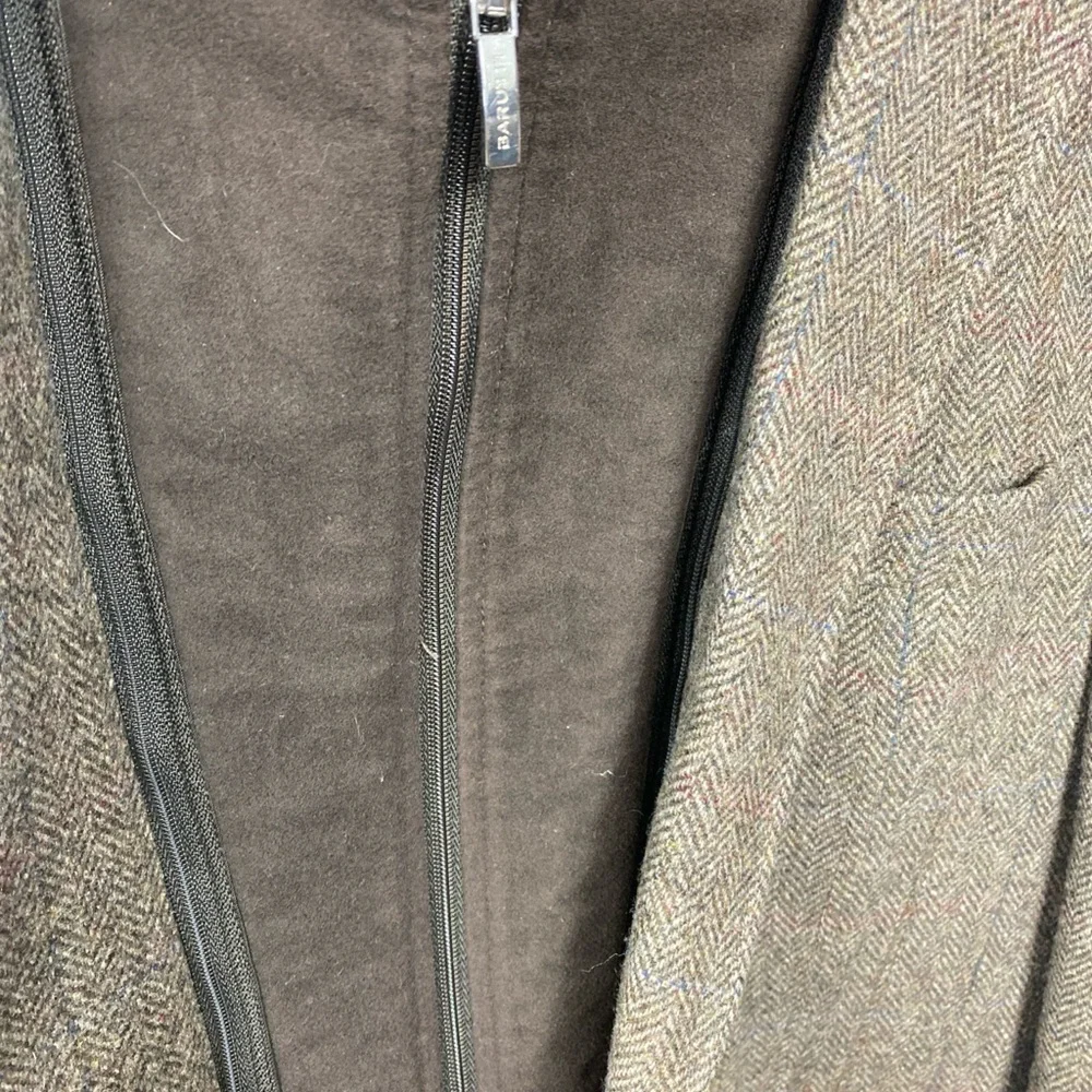 Barutti Blazer Sports Coat 100 Virgin Wool Removable Zip Lining 36S Herringbone
